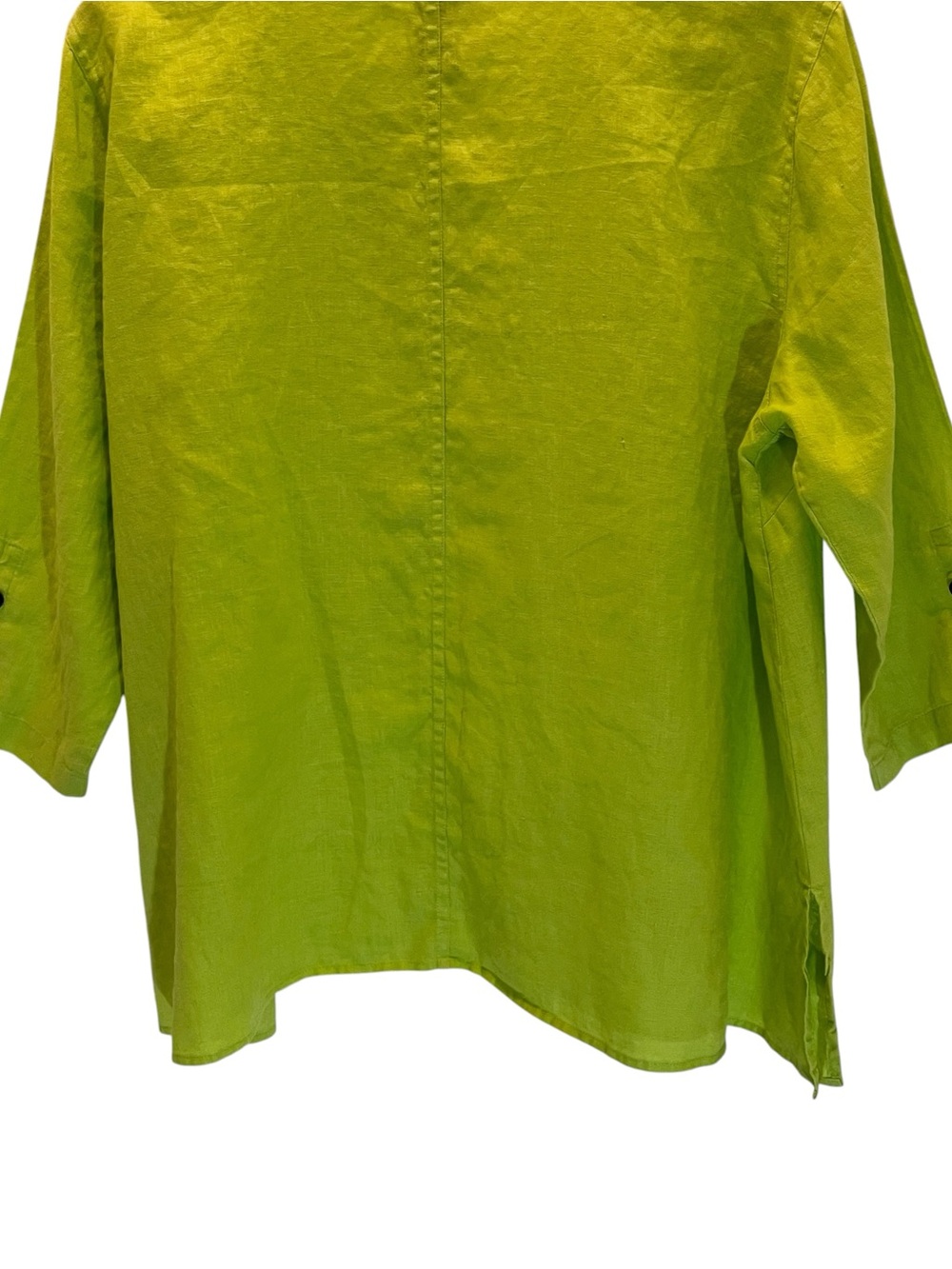 Ali Miles Lime Chartreuse Green V-Neck 100% Linen Tunic Top Size XL - Picture 6 of 8